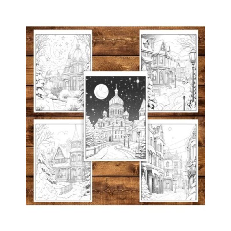 Carti si Birotica - Carti - Carti pentru copii - Carti de colorat - Carte de colorat pentru copii , 45 de ilustratii Nopti de Iarna, 96 pagini, A5 - Infinity.ro
