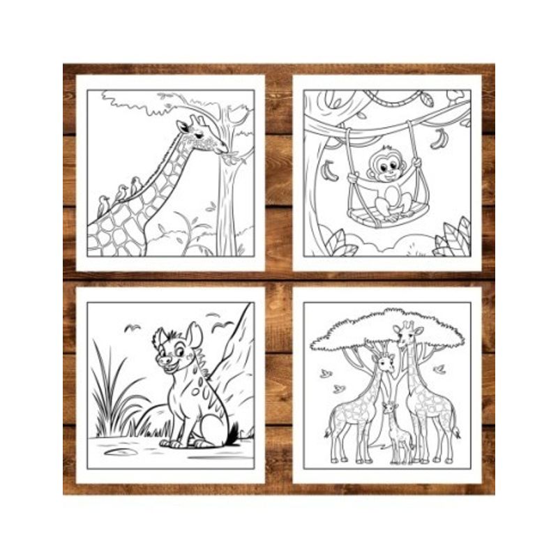 Carti si Birotica - Carti - Carti pentru copii - Carti de colorat - Carte de colorat pentru copii , 50 de ilustratii Animalute Safari, 106 pagini, A5 - Infinity.ro