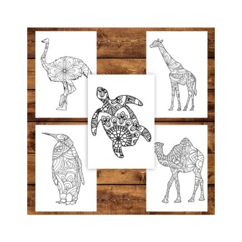 Carti si Birotica - Carti - Carti pentru copii - Carti de colorat - Carte de colorat pentru copii , 50 de ilustratii Animalute Mandala, 106 pagini, A5 - Infinity.ro