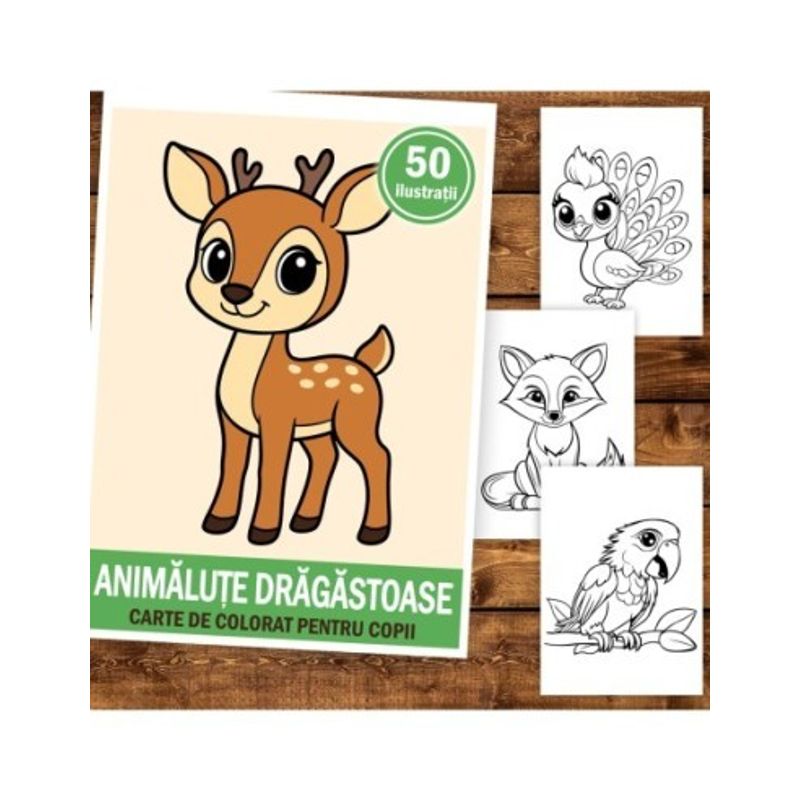 Carti si Birotica - Carti - Carti pentru copii - Carti de colorat - Carte de colorat pentru copii , 50 de ilustratii Animalute Dragastoase, 106 pagini, A5 - Infinity.ro
