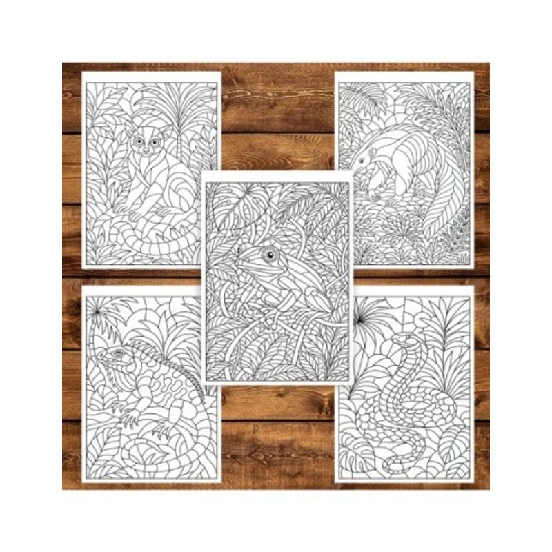 Carti si Birotica - Carti - Carti pentru copii - Carti de colorat - Carte de colorat pentru copii , 50 de ilustratii Animale din Jungla, 106 pagini, A5 - Infinity.ro