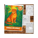 Carti si Birotica - Carti - Carti pentru copii - Carti de colorat - Carte de colorat pentru copii , 50 de ilustratii Animale din Jungla, 106 pagini, A5 - Infinity.ro