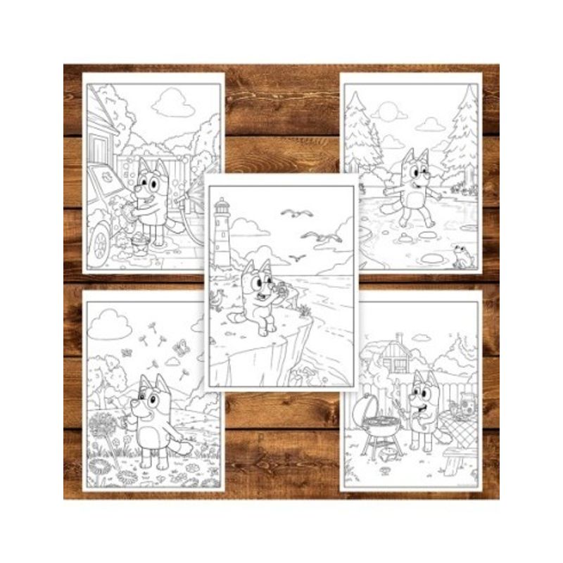 Carti si Birotica - Carti - Carti pentru copii - Carti de colorat - Carte de colorat pentru copii , 50 de ilustratii Aventurile lui Bluey, 106 pagini, A5 - Infinity.ro