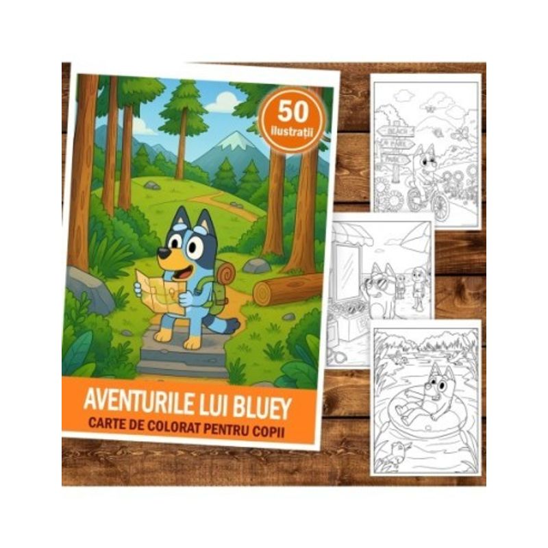 Carti si Birotica - Carti - Carti pentru copii - Carti de colorat - Carte de colorat pentru copii , 50 de ilustratii Aventurile lui Bluey, 106 pagini, A5 - Infinity.ro