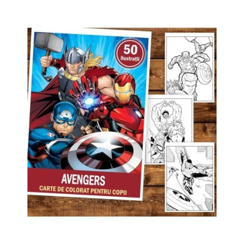 Carti si Birotica - Carti - Carti pentru copii - Carti de colorat - Carte de colorat pentru copii , 50 de ilustratii Avengers, 106 pagini, A5 - Infinity.ro