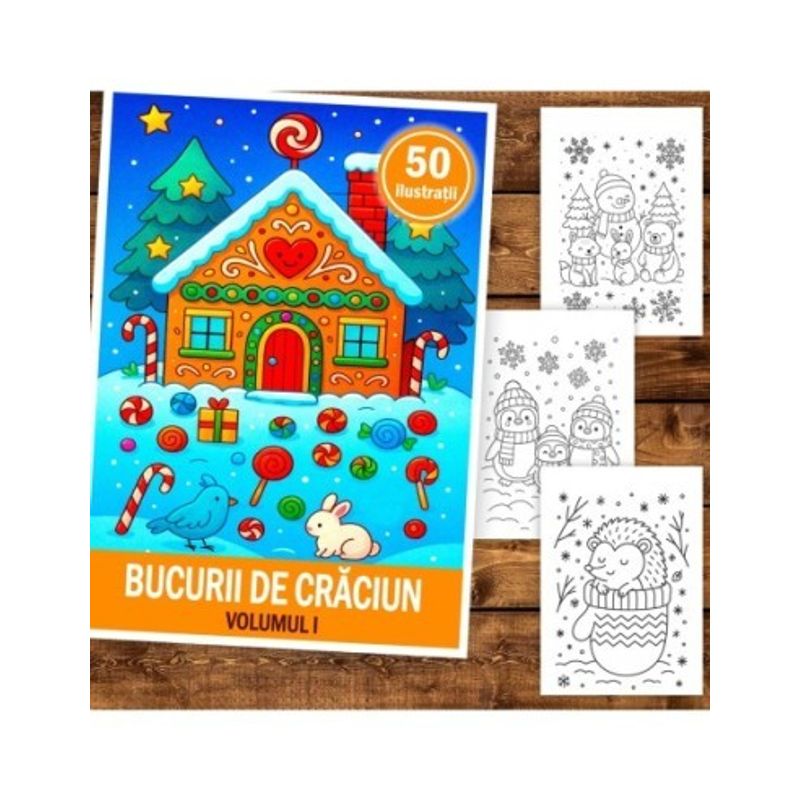Carti si Birotica - Carti - Carti pentru copii - Carti de colorat - Carte de colorat pentru copii , 50 de ilustratii Bucurii de Craciun - Volumul I, 106 pagini, A5 - Infinity.ro