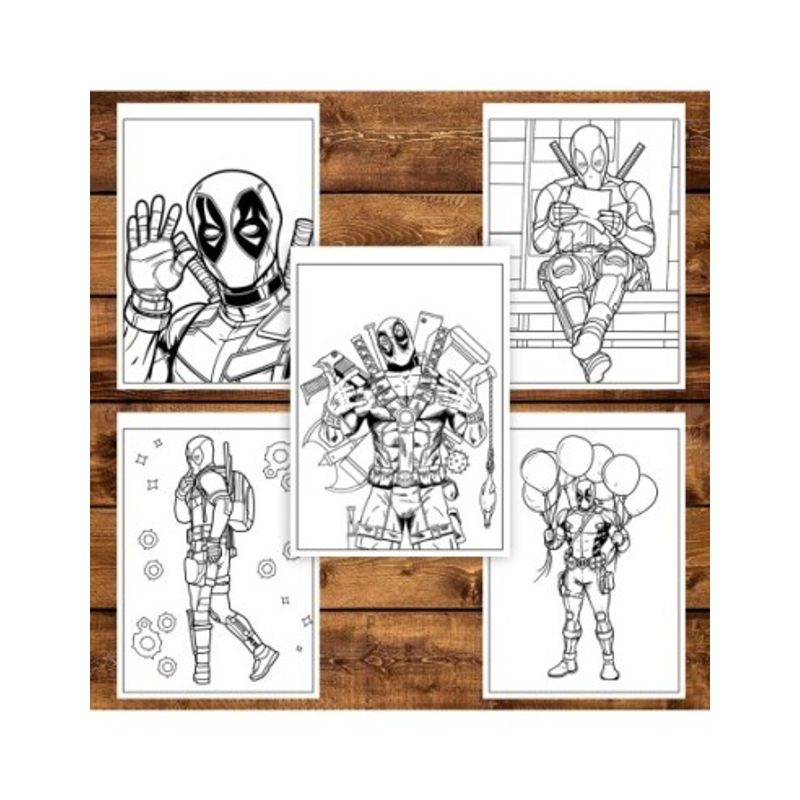 Carti si Birotica - Carti - Carti pentru copii - Carti de colorat - Carte de colorat pentru copii , 50 de ilustratii Deadpool, 106 pagini, A5 - Infinity.ro