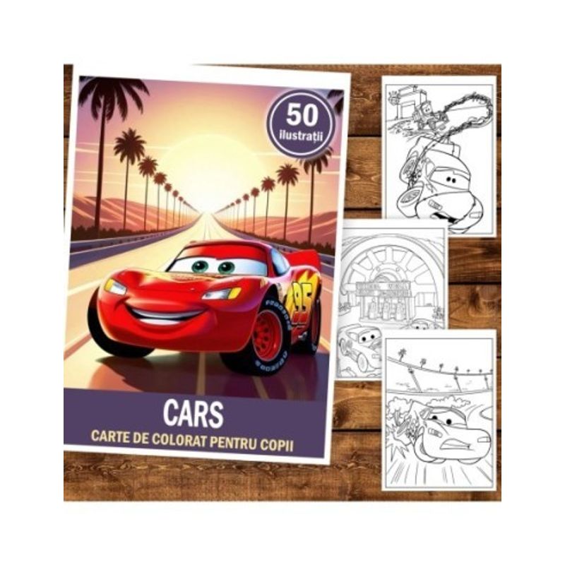 Carti si Birotica - Carti - Carti pentru copii - Carti de colorat - Carte de colorat pentru copii , 50 de ilustratii Cars, 106 pagini, A5 - Infinity.ro