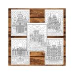 Carti si Birotica - Carti - Carti pentru copii - Carti de colorat - Carte de colorat pentru copii , 50 de ilustratii Castele si Cetati - Editia Premium, 106 pagini, A5 - Infinity.ro
