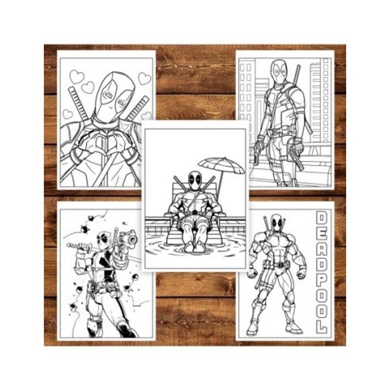 Carti si Birotica - Carti - Carti pentru copii - Carti de colorat - Carte de colorat pentru copii , 50 de ilustratii Deadpool, 106 pagini, A5 - Infinity.ro