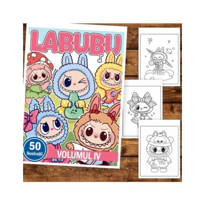 Carti si Birotica - Carti - Carti pentru copii - Carti de colorat - Carte de colorat pentru copii , 50 de ilustratii Labubu - Volumul IV, 106 pagini, A5 - Infinity.ro