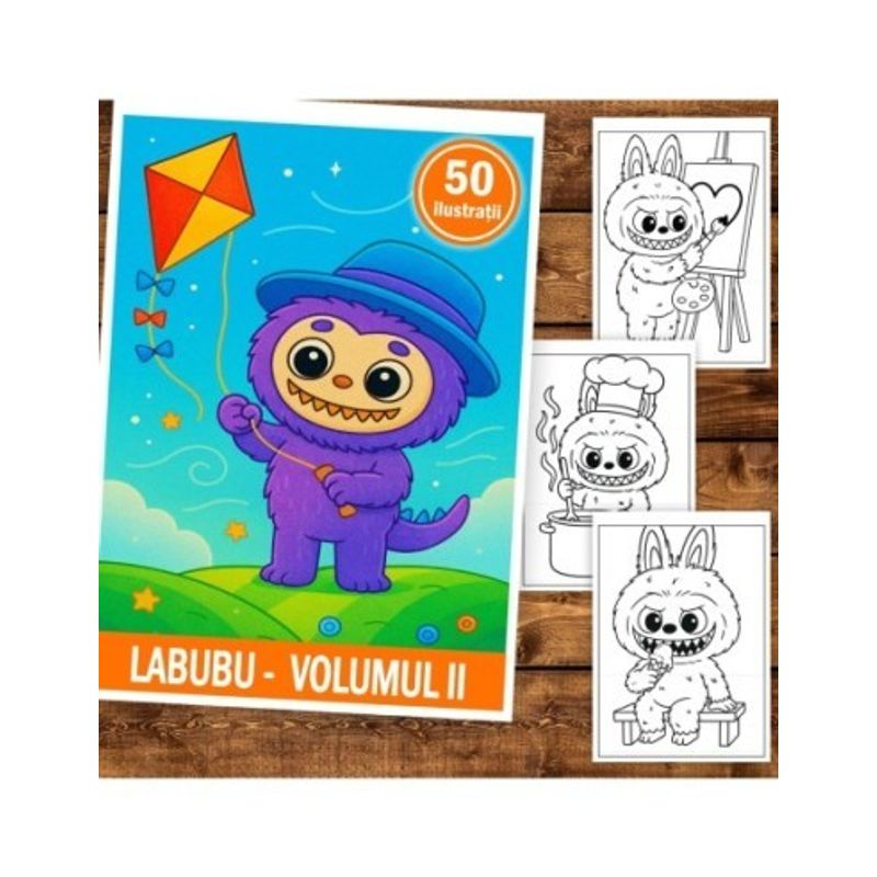 Carti si Birotica - Carti - Carti pentru copii - Carti de colorat - Carte de colorat pentru copii , 50 de ilustratii Labubu - Volumul II, 106 pagini, A5 - Infinity.ro