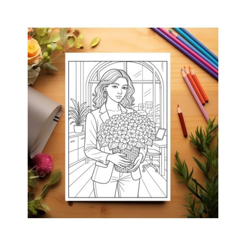 Carti si Birotica - Carti - Carti pentru copii - Carti de colorat - Carte de colorat pentru copii , 50 de ilustratii Fete cu flori, 106 pagini, A5 - Infinity.ro