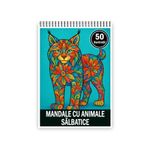 Carti si Birotica - Carti - Carti pentru copii - Carti de colorat - Carte de colorat pentru copii , 50 de ilustratii Mandale cu Animale Salbatice, 106 pagini, A5 - Infinity.ro