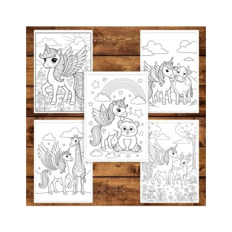 Carti si Birotica - Carti - Carti pentru copii - Carti de colorat - Carte de colorat pentru copii , 50 de ilustratii Lumea Unicornilor, 106 pagini, A5 - Infinity.ro