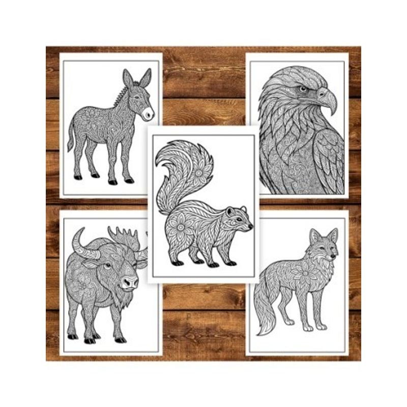 Carti si Birotica - Carti - Carti pentru copii - Carti de colorat - Carte de colorat pentru copii , 50 de ilustratii Mandale cu Animale Salbatice, 106 pagini, A5 - Infinity.ro