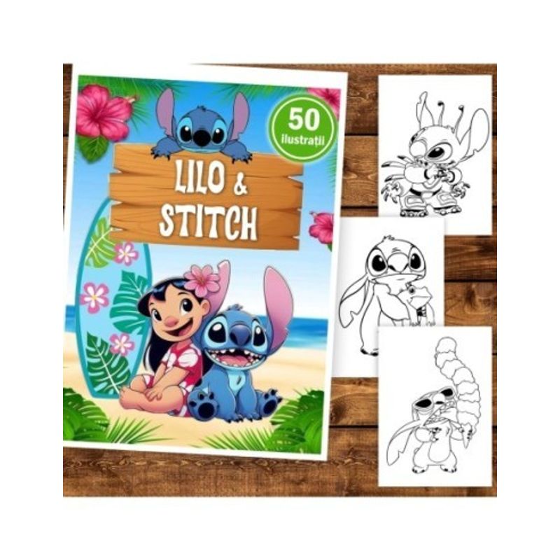 Carti si Birotica - Carti - Carti pentru copii - Carti de colorat - Carte de colorat pentru copii , 50 de ilustratii Lilo and Stitch, 106 pagini, A5 - Infinity.ro