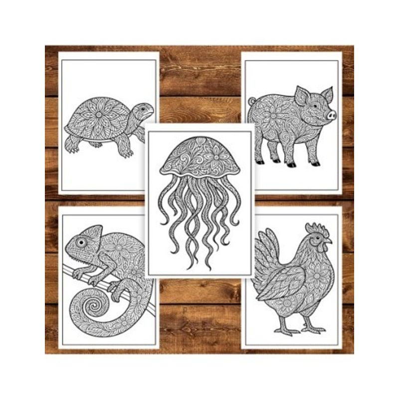 Carti si Birotica - Carti - Carti pentru copii - Carti de colorat - Carte de colorat pentru copii , 50 de ilustratii Mandale cu Animale Salbatice, 106 pagini, A5 - Infinity.ro