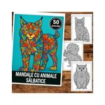 Carti si Birotica - Carti - Carti pentru copii - Carti de colorat - Carte de colorat pentru copii , 50 de ilustratii Mandale cu Animale Salbatice, 106 pagini, A5 - Infinity.ro