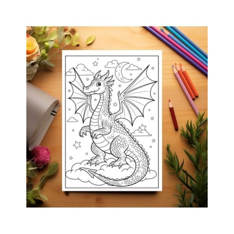 Carti si Birotica - Carti - Carti pentru copii - Carti de colorat - Carte de colorat pentru copii , 50 de ilustratii Lumea Dragonilor, 106 pagini, A5 - Infinity.ro
