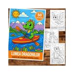 Carti si Birotica - Carti - Carti pentru copii - Carti de colorat - Carte de colorat pentru copii , 50 de ilustratii Lumea Dragonilor, 106 pagini, A5 - Infinity.ro