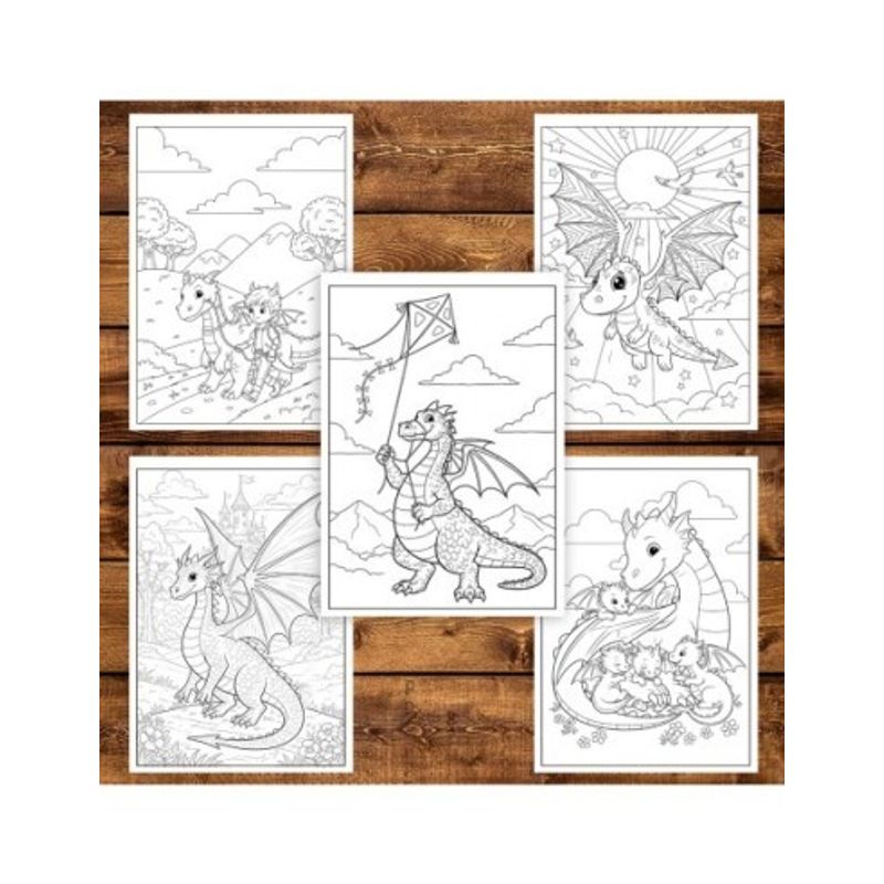 Carti si Birotica - Carti - Carti pentru copii - Carti de colorat - Carte de colorat pentru copii , 50 de ilustratii Lumea Dragonilor, 106 pagini, A5 - Infinity.ro