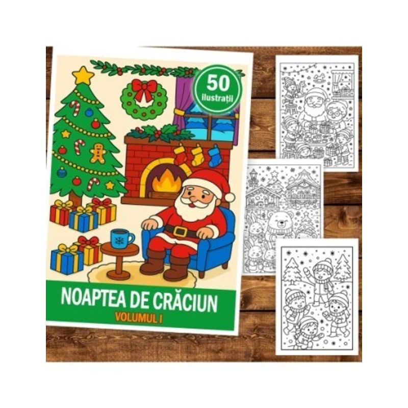 Carti si Birotica - Carti - Carti pentru copii - Carti de colorat - Carte de colorat pentru copii , 50 de ilustratii Noaptea de Craciun - Volumul I, 106 pagini, A5 - Infinity.ro