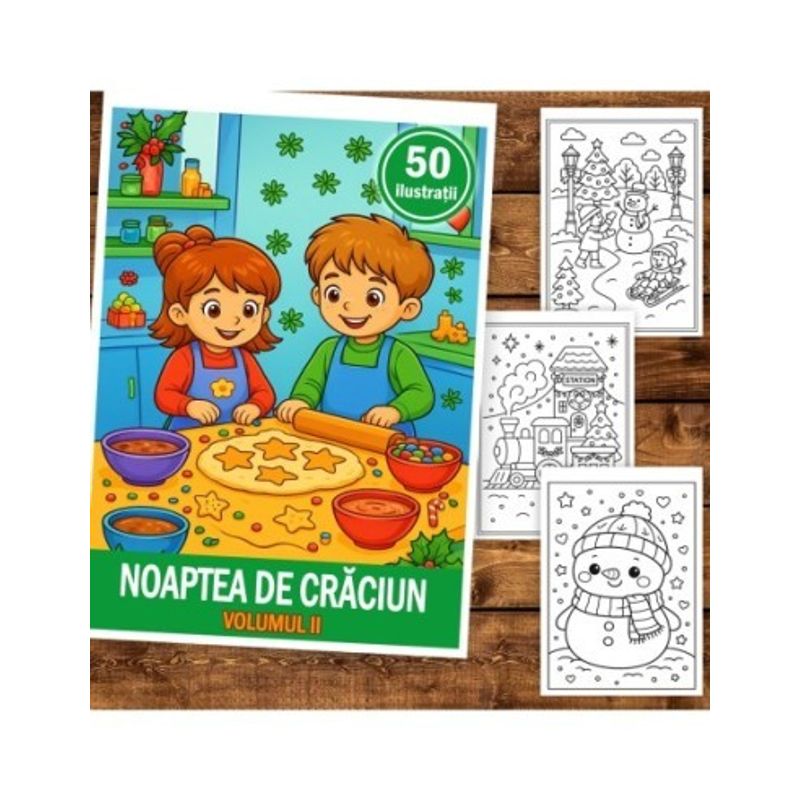 Carti si Birotica - Carti - Carti pentru copii - Carti de colorat - Carte de colorat pentru copii , 50 de ilustratii Noaptea de Craciun - Volumul Ii, 106 pagini, A5 - Infinity.ro