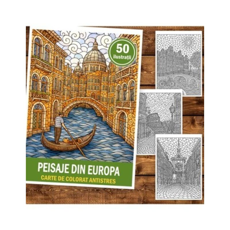 Carti si Birotica - Carti - Carti pentru copii - Carti de colorat - Carte de colorat pentru copii , 50 de ilustratii Peisaje din Europa, 106 pagini, A5 - Infinity.ro