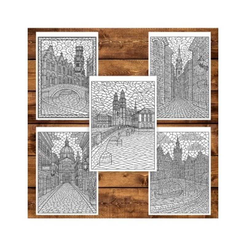 Carti si Birotica - Carti - Carti pentru copii - Carti de colorat - Carte de colorat pentru copii , 50 de ilustratii Peisaje din Europa, 106 pagini, A5 - Infinity.ro
