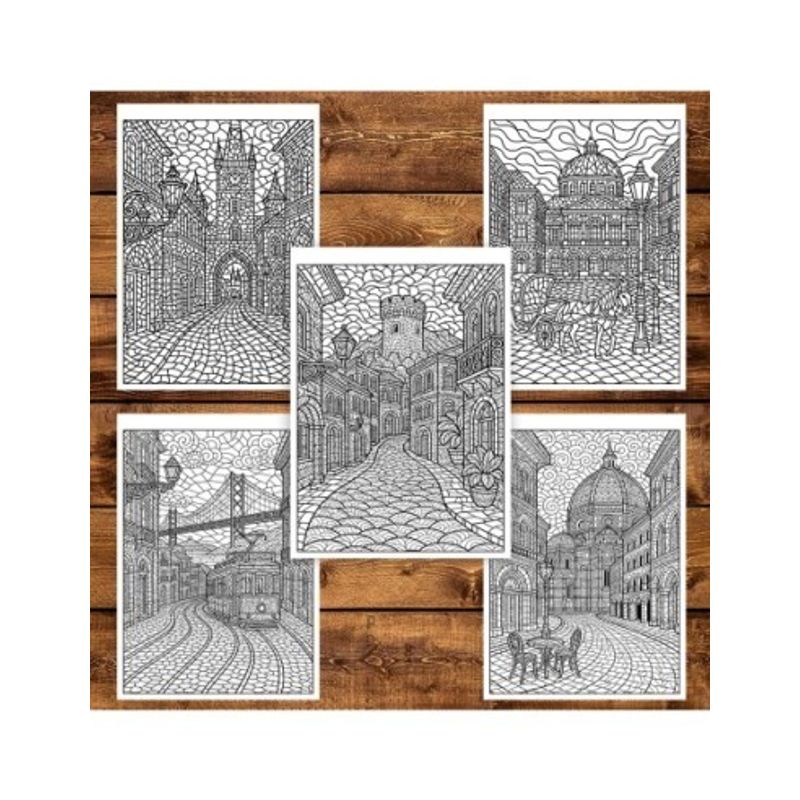 Carti si Birotica - Carti - Carti pentru copii - Carti de colorat - Carte de colorat pentru copii , 50 de ilustratii Peisaje din Europa, 106 pagini, A5 - Infinity.ro