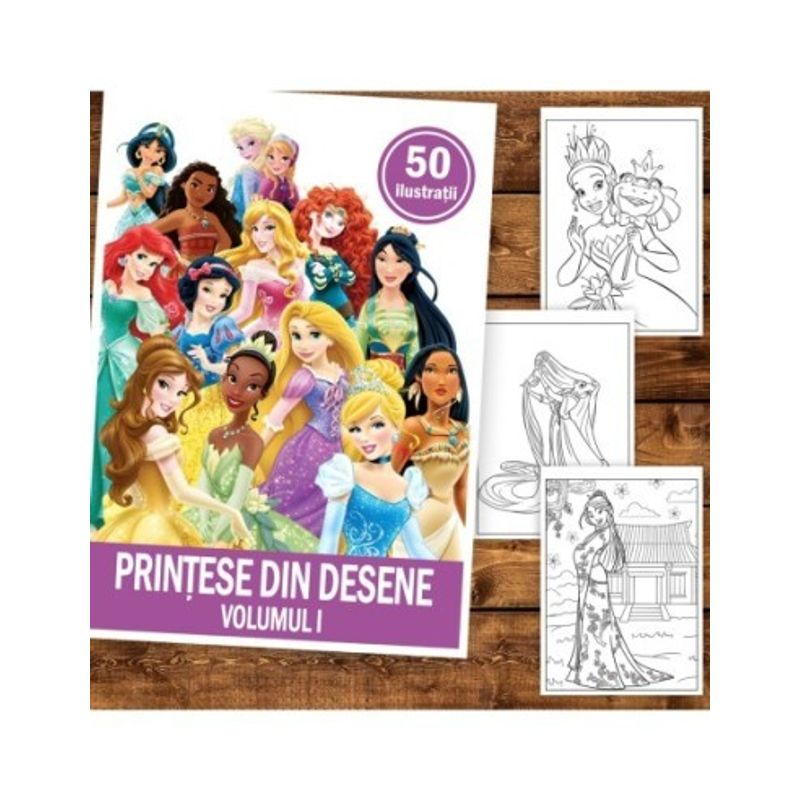 Carti si Birotica - Carti - Carti pentru copii - Carti de colorat - Carte de colorat pentru copii , 50 de ilustratii Printese din Desene - Volumul I, 106 pagini, A5 - Infinity.ro