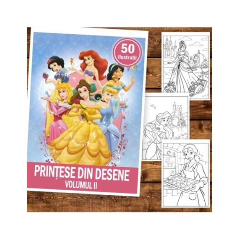 Carti si Birotica - Carti - Carti pentru copii - Carti de colorat - Carte de colorat pentru copii , 50 de ilustratii Printese din Desene - Volumul II, 106 pagini, A5 - Infinity.ro