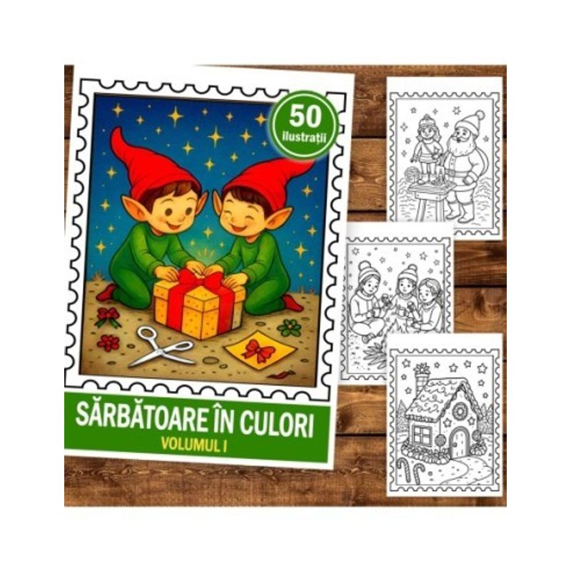 Carti si Birotica - Carti - Carti pentru copii - Carti de colorat - Carte de colorat pentru copii , 50 de ilustratii Sarbatoare in Culori - Volumul I, 106 pagini, A5 - Infinity.ro