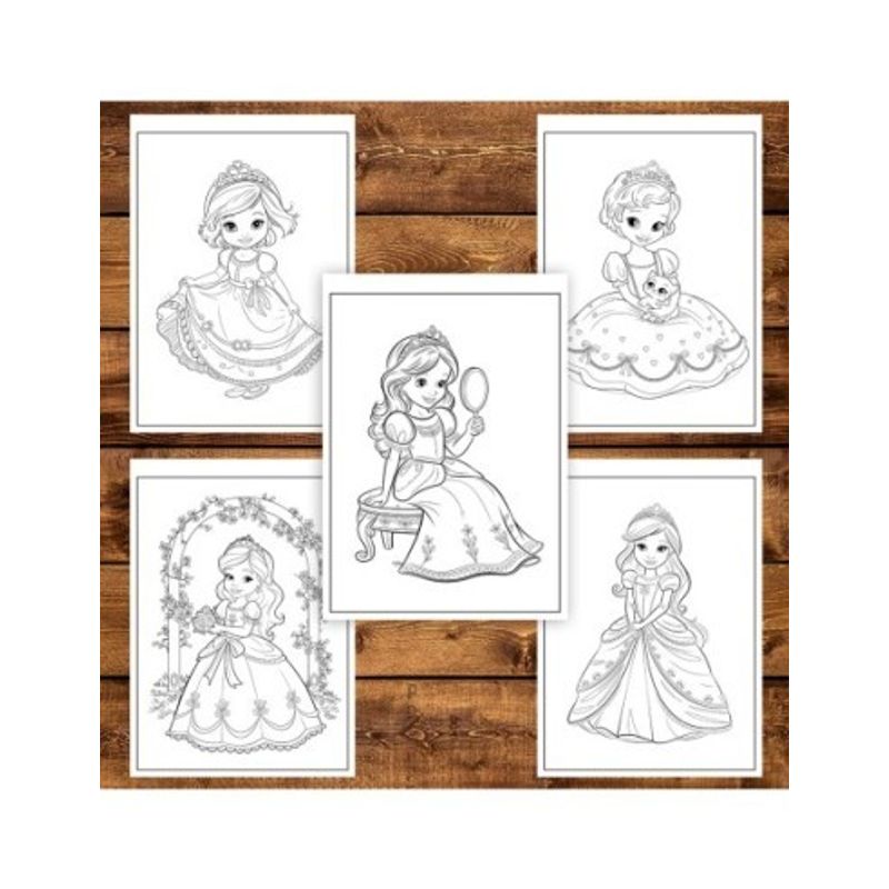 Carti si Birotica - Carti - Carti pentru copii - Carti de colorat - Carte de colorat pentru copii , 50 de ilustratii Printese Dragute - Volumul I, 106 pagini, A5 - Infinity.ro