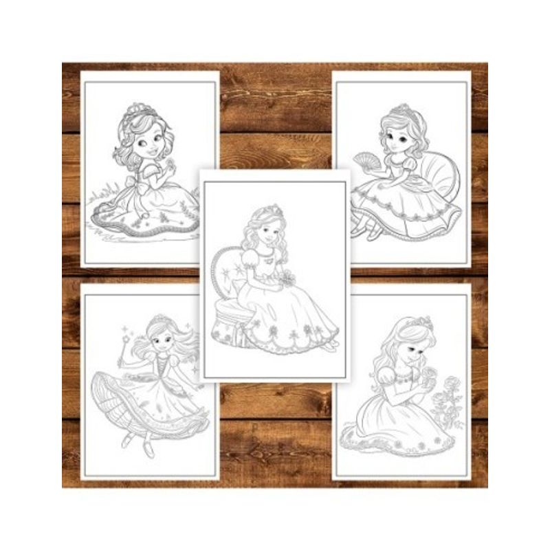 Carti si Birotica - Carti - Carti pentru copii - Carti de colorat - Carte de colorat pentru copii , 50 de ilustratii Printese Dragute - Volumul I, 106 pagini, A5 - Infinity.ro
