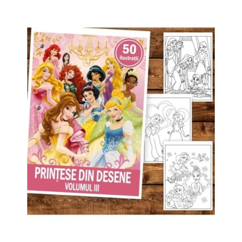 Carti si Birotica - Carti - Carti pentru copii - Carti de colorat - Carte de colorat pentru copii , 50 de ilustratii Printese din Desene - Volumul III, 106 pagini, A5 - Infinity.ro