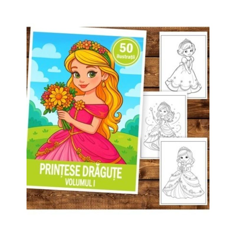 Carti si Birotica - Carti - Carti pentru copii - Carti de colorat - Carte de colorat pentru copii , 50 de ilustratii Printese Dragute - Volumul I, 106 pagini, A5 - Infinity.ro