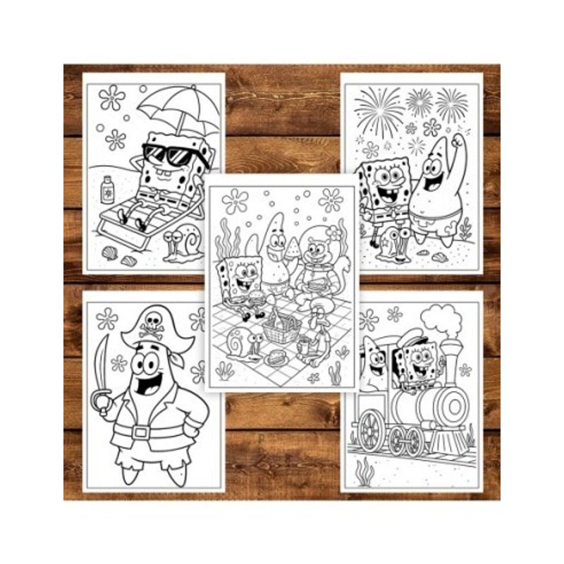 Carti si Birotica - Carti - Carti pentru copii - Carti de colorat - Carte de colorat pentru copii , 50 de ilustratii Spongebob, 106 pagini, A5 - Infinity.ro