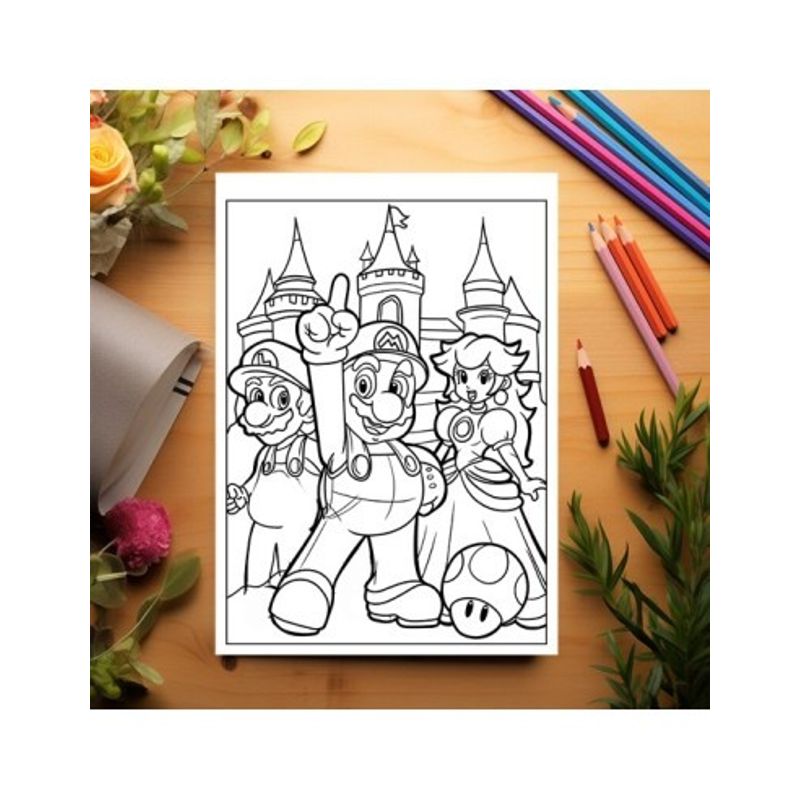 Carti si Birotica - Carti - Carti pentru copii - Carti de colorat - Carte de colorat pentru copii , 50 de ilustratii Super Mario, 106 pagini, A5 - Infinity.ro