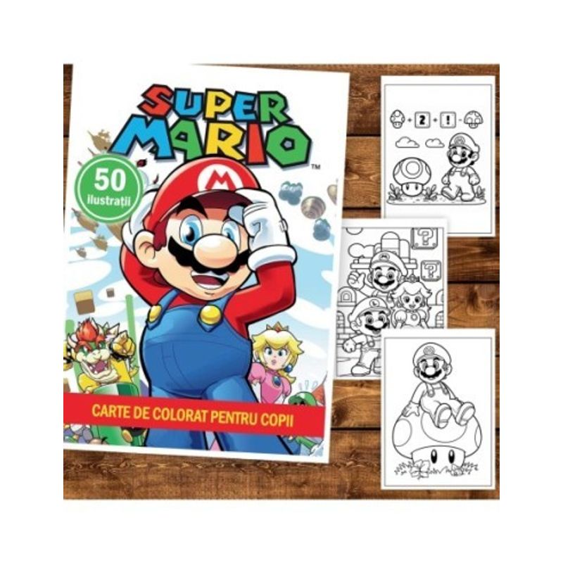 Carti si Birotica - Carti - Carti pentru copii - Carti de colorat - Carte de colorat pentru copii , 50 de ilustratii Super Mario, 106 pagini, A5 - Infinity.ro
