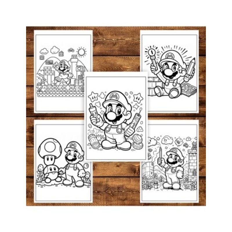 Carti si Birotica - Carti - Carti pentru copii - Carti de colorat - Carte de colorat pentru copii , 50 de ilustratii Super Mario, 106 pagini, A5 - Infinity.ro