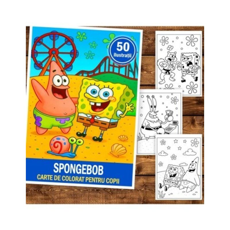 Carti si Birotica - Carti - Carti pentru copii - Carti de colorat - Carte de colorat pentru copii , 50 de ilustratii Spongebob, 106 pagini, A5 - Infinity.ro