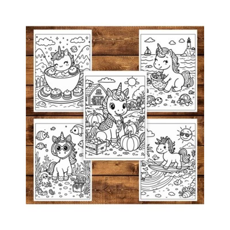 Carti si Birotica - Carti - Carti pentru copii - Carti de colorat - Carte de colorat pentru copii , 50 de ilustratii Unicorns, 106 pagini, A5 - Infinity.ro