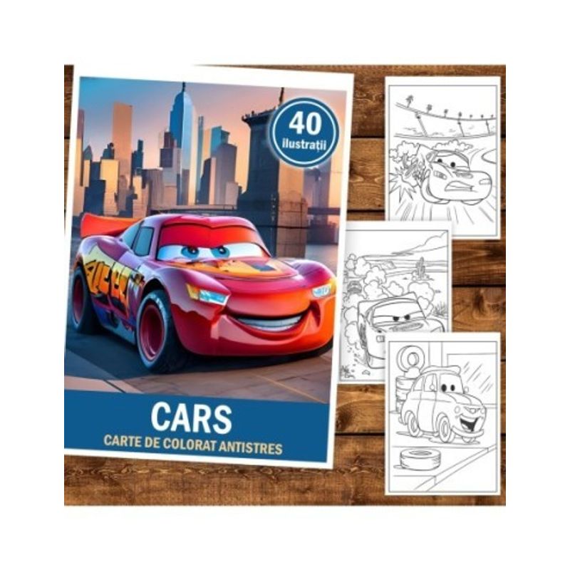 Carti si Birotica - Carti - Carti pentru copii - Carti de colorat - Carte de colorat pentru copii, 40 de ilustratii Cars - Volumul II, 86 pagini, A5 - Infinity.ro