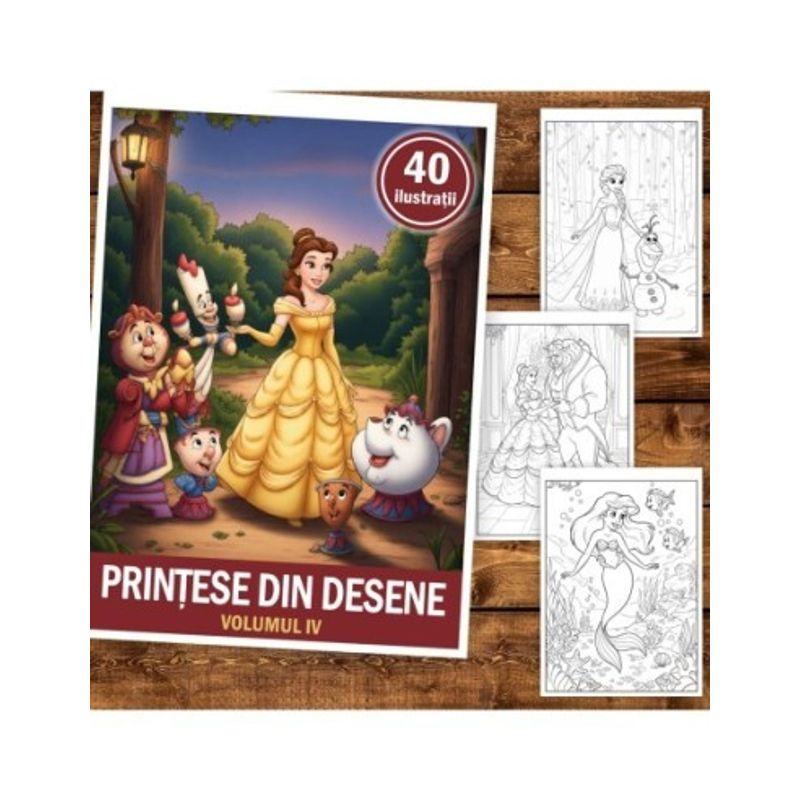 Carti si Birotica - Carti - Carti pentru copii - Carti de colorat - Carte de colorat pentru copii, 40 de ilustratii Printese din Desene - Volumul IV, 86 pagini, A5 - Infinity.ro