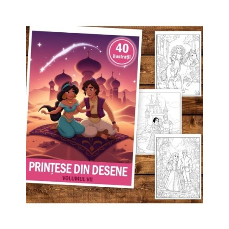 Carti si Birotica - Carti - Carti pentru copii - Carti de colorat - Carte de colorat pentru copii, 40 de ilustratii Printese din Desene - Volumul VII, 106 pagini, A5 - Infinity.ro