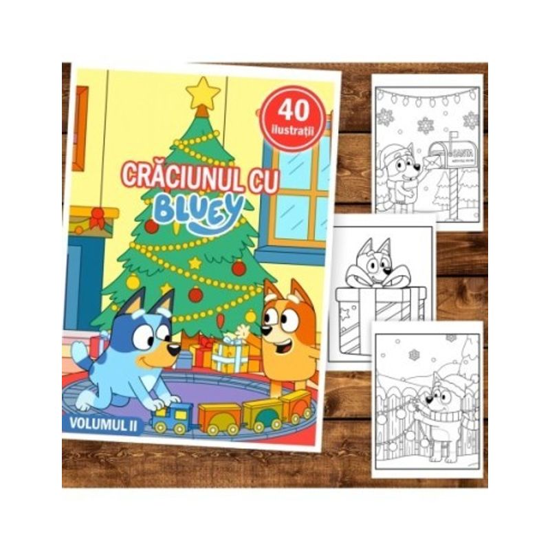 Carti si Birotica - Carti - Carti pentru copii - Carti de colorat - Carte de colorat pentru copii, 40 de ilustratii Craciunul cu Bluey - Volumul II, 86 pagini, A5 - Infinity.ro