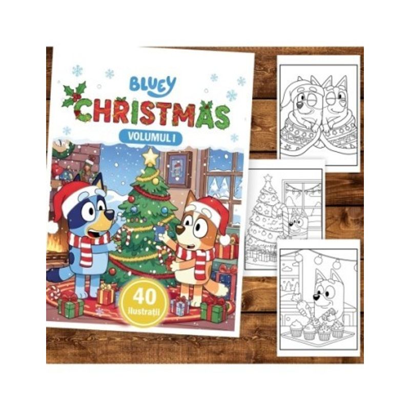 Carti si Birotica - Carti - Carti pentru copii - Carti de colorat - Carte de colorat pentru copii, 40 de ilustratii Craciunul cu Bluey - Volumul I, 86 pagini, A5 - Infinity.ro