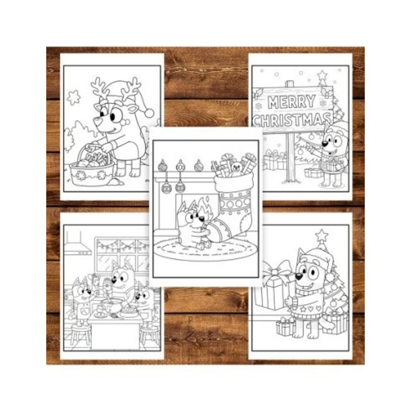 Carti si Birotica - Carti - Carti pentru copii - Carti de colorat - Carte de colorat pentru copii, 40 de ilustratii Craciunul cu Bluey - Volumul I, 86 pagini, A5 - Infinity.ro